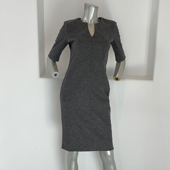 Diane Von Furstenberg Split Neck Aurora Wool Blend Dress Gray Size 8 BNWOT - Picture 2 of 16